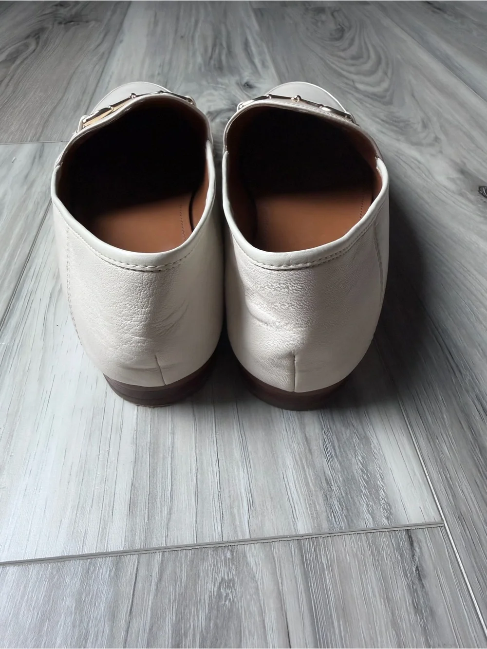 Coach Haley Chalk Leather Horsebit Loafers Gold Women’s Size 9